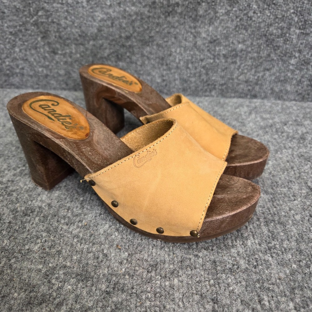Vintage 1980's Candies Original Sandals High Heels Slides Brown Womens Y2k 9/40